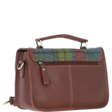 Ashwood Leather & Harris Tweed® Cloth Satchel Bag Tan/Purple: TW-68-13-TP