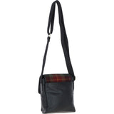 Ashwood Leather & Harris Tweed® Cloth Bodybag Black/Green/Red: TW-41-07-BR