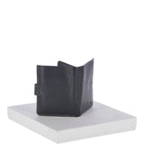 Cow Waxy Leather Classic 6 Card,ID, Coins &  Bill-Fold Tab Wallet Black : 1553