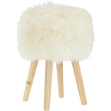 New Zealand Sheepskin Stool Natural: SHORT SHEEPSKIN STOOL