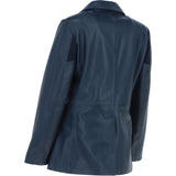 Womens Leather Fashion Single Breasted Blazer Navy: AWL-Blazer
