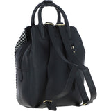Ashwood Leather & Harris Tweed® Cloth Multi-Pocket Backpack Black/White: TW-66-12-BW