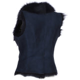 Toscana Suede Leather Biker Gilet Ombre Blue: KB 620