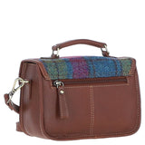 Ashwood Leather & Harris Tweed® Cloth Small Satchel Bag Tan/Purple: TW-67-13-TP