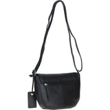 Leather Flap Shoulder Bag Black: Limerick