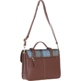 Ashwood Leather & Harris Tweed® Cloth Large Satchel Bag with Twist Lock Tann/Mcload: TW-35-02-TM