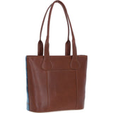 Ashwood Leather & Harris Tweed® Cloth Genuine Leather Shoulder Bag Tan/LT Blue: TW-23-05-TB