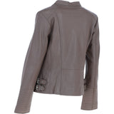 Leather Biker Jacket Taupe: N-31