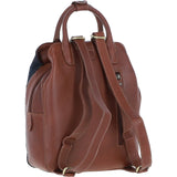 Ashwood Leather & Harris Tweed® Cloth Multi-Pocket Backpack Tan/Navy: TW-66-11-TN