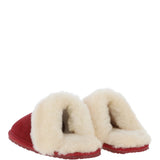 Women's Classic  Suede Sheepskin Slippers Red Velvet: FEN-LADIES SLIPPERS