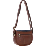 Ashwood Leather & Harris Tweed® Cloth Saddle Bag Tan/Navy: TW-26-011-TN
