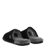 Fenland Classic Mens Suede Sheepskin Slippers Black/gray