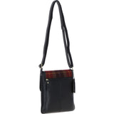 Ashwood Leather & Harris Tweed® Cloth Twist Lock Crossbody Bag Black/Green/Red: TW-31-07-BR