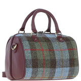 Ashwood Leather & Harris Tweed® Cloth Medium Barrel Bag Wine/Mcload: TW-62-17-WM