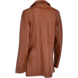 Womens Single Breasted Leather Coat Cognac/app: ESMARALDA