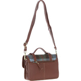 Ashwood Leather & Harris Tweed® Cloth Medium Satchel Bag with Twist Lock Tan/Mcload: TW-34-02-TM