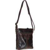 Compact Leather Messenger Bag with Front Buckle Pocket Brown: TL-005