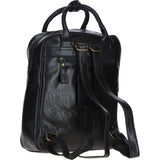 Compact Leather Backpack with Front Zip Pockets Black: TL-006