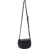 Ashwood Leather & Harris Tweed® Cloth Saddle Crossbody Bag with Twist Lock Black/White: TW-30-012-BW