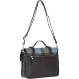 Ashwood Leather & Harris Tweed® Cloth Large Satchel Bag with Twist Lock Brown/Mcload: TW-35-01-BM