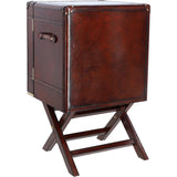 Luxury Genuine Leather Bar Cabinet Chestnut: LF-153