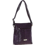 Ashwood Leather Croc-embossed Shoulder Bag for Woman Purple: 12088