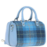 Ashwood Leather & Harris Tweed® Cloth Medium Barrel Bag Blue/Lt-Blue: TW-62-19-bb