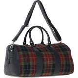 Ashwood Leather & Harris Tweed® Cloth Large Holdall Black/Green/Red: TW-47-07-BR