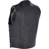 Men's Leather Embossed Laced Waistcoat Black: W/COAT LTR