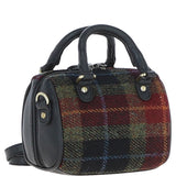 Ashwood Leather & Harris Tweed® Cloth Small Barrel Bag Black/Green/Red: TW-61-07-BR