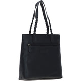 Black Leather Shoulder Bag with Acid Print Pocket: ELA 1128