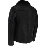 Men's Luxury Side Zip  Sheepskin Pilot Jacket Black: P-56