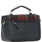 Ashwood Leather & Harris Tweed® Cloth Satchel Bag Black/Green/Red: TW-68-07-BR