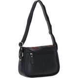 Elegant Ashwood Leather & Harris Tweed® Cloth Crossbody Bag Black/Green/Red: TW-27-07-BR