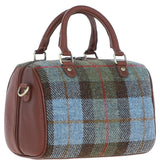 Ashwood Leather & Harris Tweed® Cloth Medium Barrel Bag Tan/Mcload: TW-62-02-TM