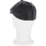 Men's Small Fitting 8 Panel Leather Flat Cap Black: CAP 00