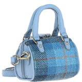 Ashwood Leather & Harris Tweed® Cloth X-Small Barrel Bag Blue/Lt-Blue: TW-60-19-BB