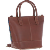 Ashwood Leather & Harris Tweed® Cloth Large Grab Bag  Tan/Purple: TW-64-13-TP
