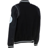Ashwood Leather Men’s Wool and Leather Bomber Jacket with Striped Collar in Black: AWM-8