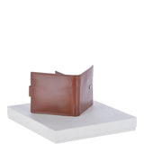 Vegetable Tanned 8 Card, ID & Coins & Zip Billfold Tab Leather Wallet Tan : 1258-VT