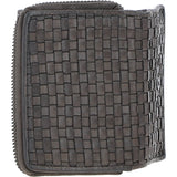 Vintage Woven Leather 7 Card Purse Dk Grey:  D-82