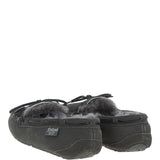 Women's Classic Suede Sheepskin Moccasin Slippers Grey: LADIES MOCCASSINS