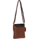 Ashwood Leather & Harris Tweed® Cloth Twist Lock Crossbody Bag Tan/Green/Red: TW-31-08-TR