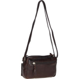 Leather Crossbody Bag with Adjustable Strap Brown: Audrey