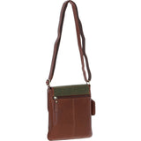 Ashwood Leather & Tweed Twist Lock Crossbody Bag Tan/Green Check: TW-31-010-TGNH