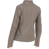 Ladies Leather Biker Jacket Biscuit: N-12