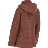 Women’s Genuine Leather Quilted Hooded Jacket by Ashwood Leather in Tan: Walbusch