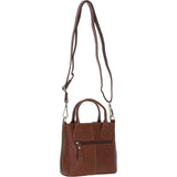 Ashwood Leather & Tweed Handbag with Removable Crossbody Strap Tan/Green Check: TW-21-010-TGNH