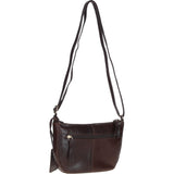 Leather Compact Crossbody Bag Brown: Naomi