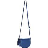 Real Leather Saddle Crossbody Bag Blue: 63753